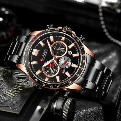 Reloj de hombre multifunción con cronógrafo y agujas luminosas