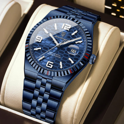Reloj POEDAGAR de acero inoxidable para hombre, sumergible y con fecha