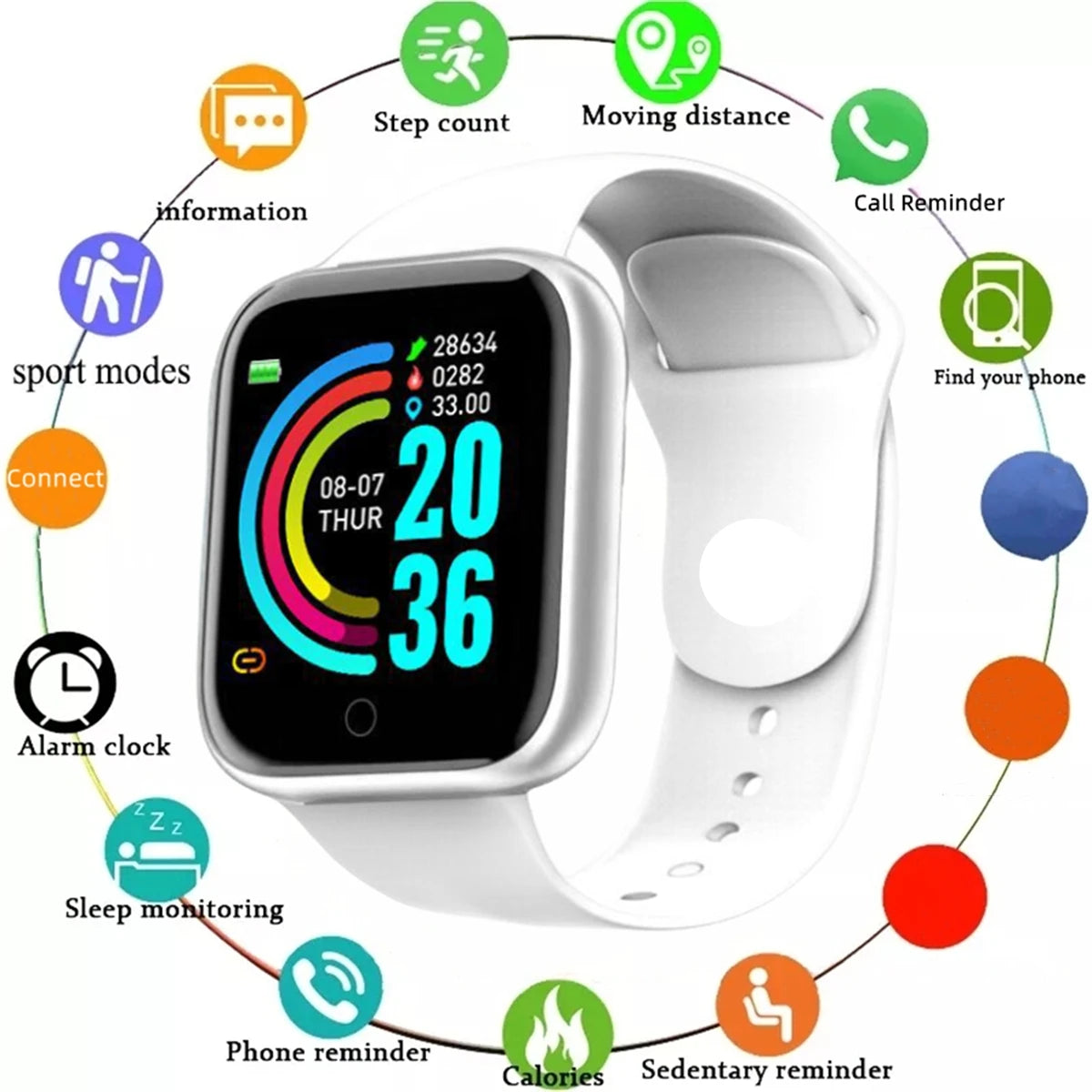 Reloj inteligente con monitor de actividad y notificaciones