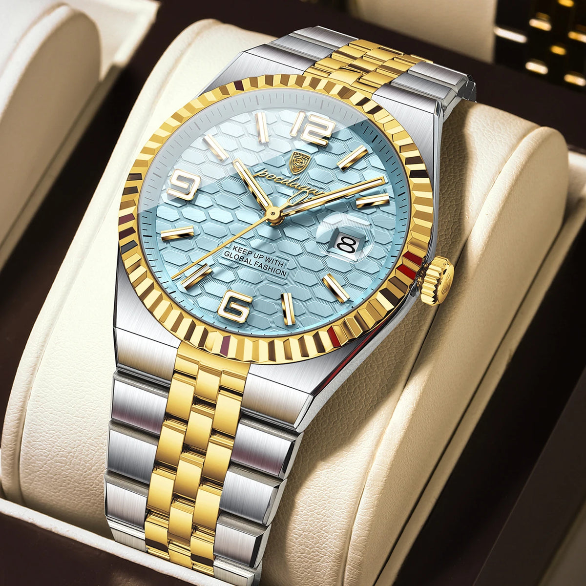 Reloj POEDAGAR de acero inoxidable para hombre, sumergible y con fecha