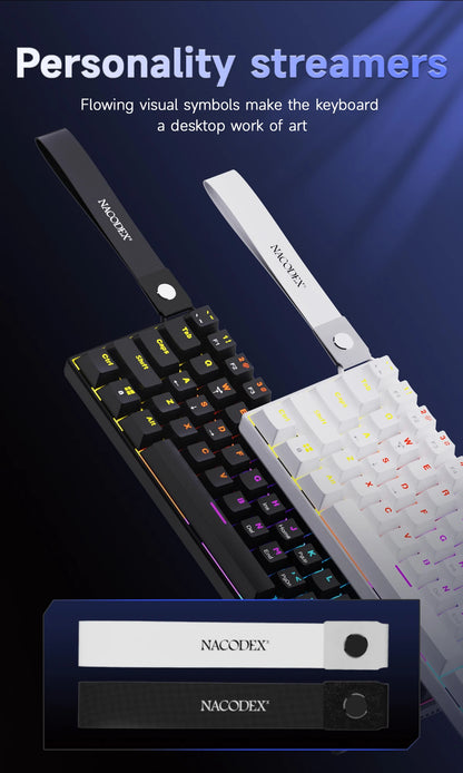 Teclado mecánico gamer compacto de 61 teclas con RGB, switches intercambiables
