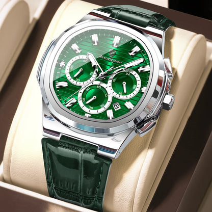 Reloj POEDAGAR Original para Hombre, de Cuero, Resistente al Agua, Luminoso, de Moda, con Fecha, Cronógrafo, Cuarzo, Deportivo