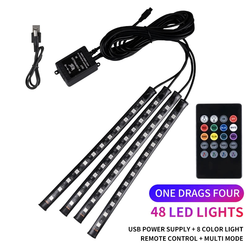 Luces LED para el interior del coche, con app y mando