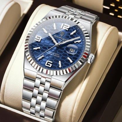Reloj POEDAGAR de acero inoxidable para hombre, sumergible y con fecha