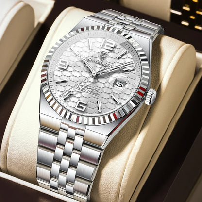 Reloj POEDAGAR de acero inoxidable para hombre, sumergible y con fecha