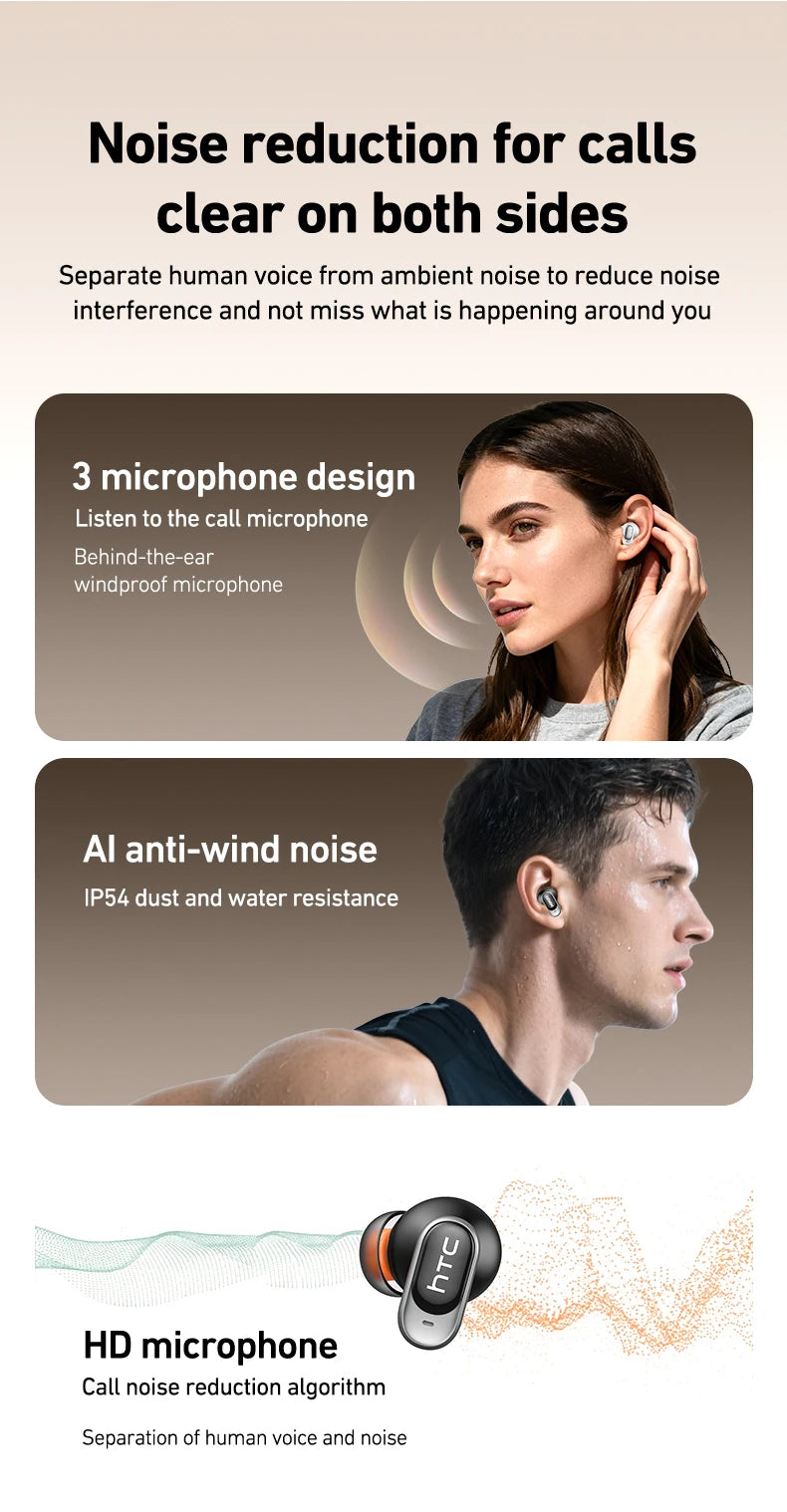 Auriculares inalámbricos HTC NE79 con traductor, cancelación de ruido y pantalla LED