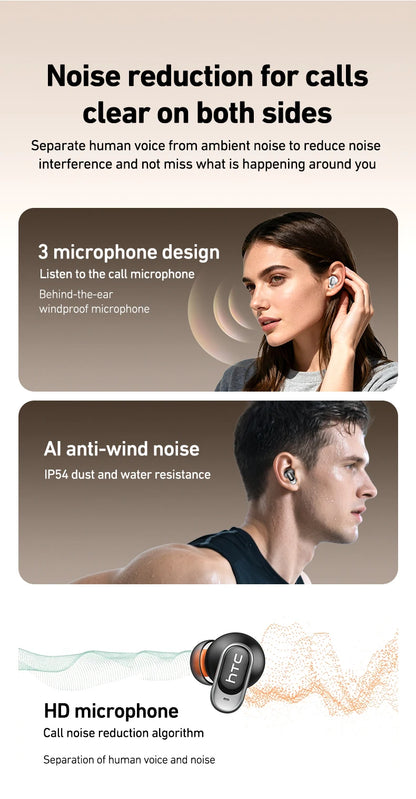 Auriculares inalámbricos HTC NE79 con traductor, cancelación de ruido y pantalla LED