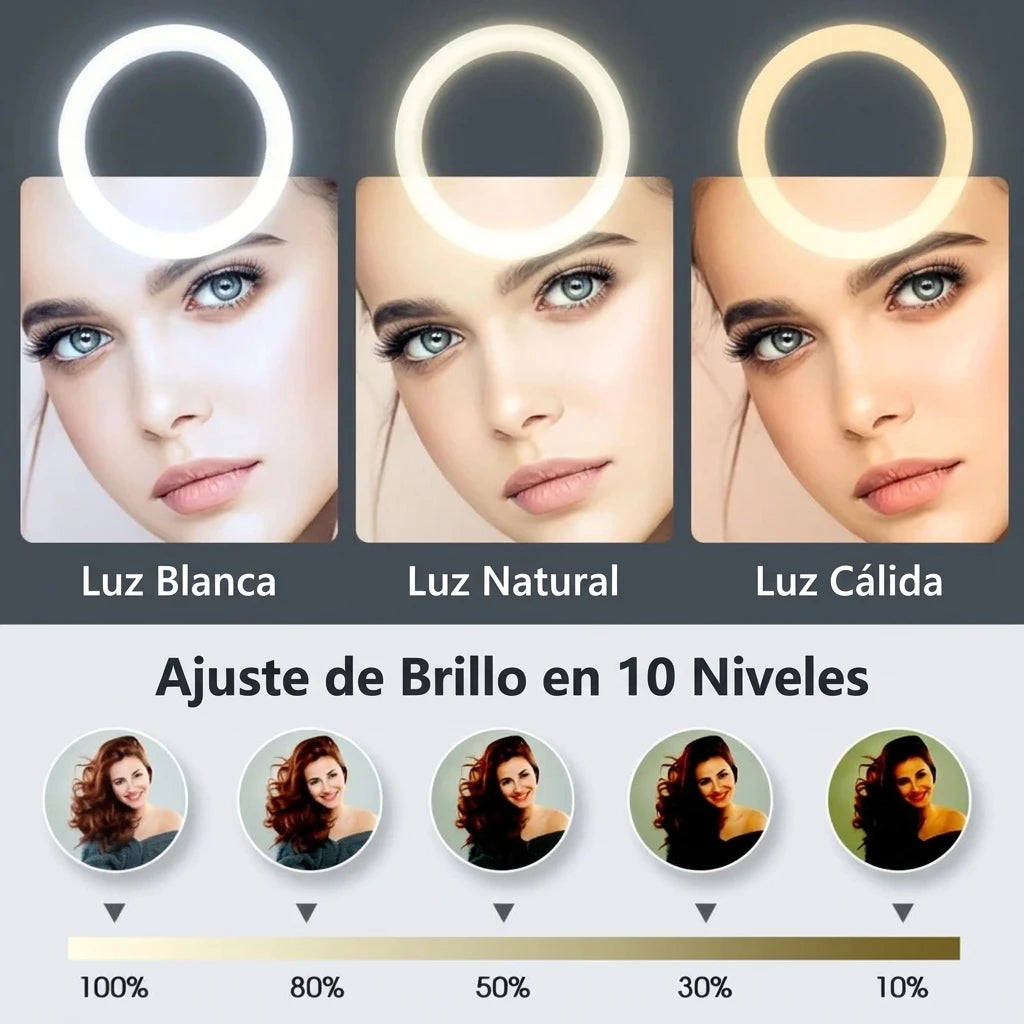 Aro de luz LED de 26 cm con trípode para selfies y fotografía