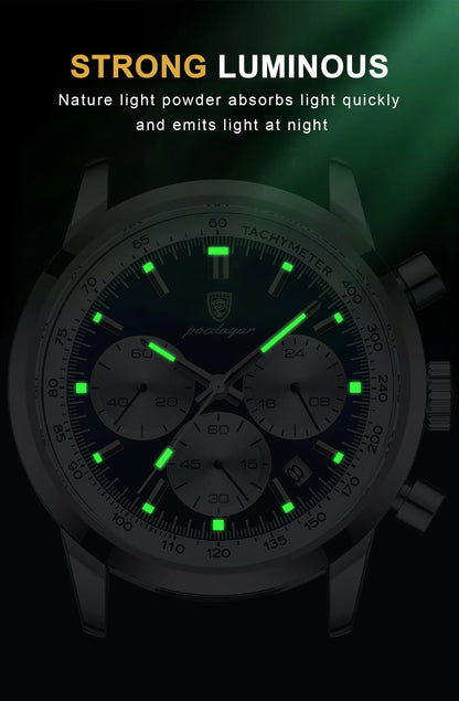 Reloj de hombre militar con cronógrafo, fecha y correa de piel
