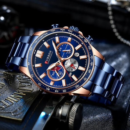 Reloj de hombre multifunción con cronógrafo y agujas luminosas