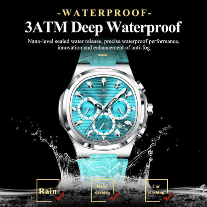 Reloj POEDAGAR Original para Hombre, de Cuero, Resistente al Agua, Luminoso, de Moda, con Fecha, Cronógrafo, Cuarzo, Deportivo
