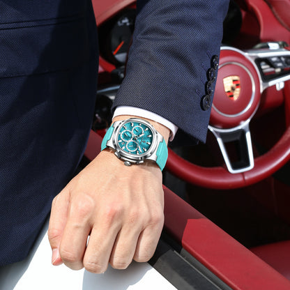 Reloj POEDAGAR Original para Hombre, de Cuero, Resistente al Agua, Luminoso, de Moda, con Fecha, Cronógrafo, Cuarzo, Deportivo