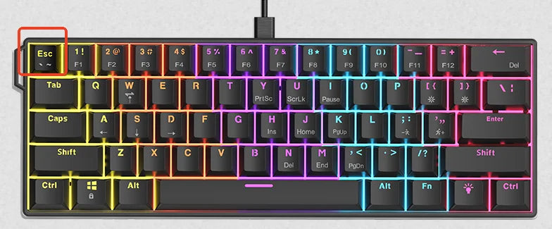 Teclado mecánico gamer compacto de 61 teclas con RGB, switches intercambiables