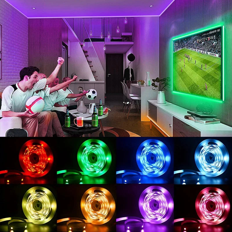 Tira de luces LED RGB para televisión con Bluetooth, luz de fondo por USB