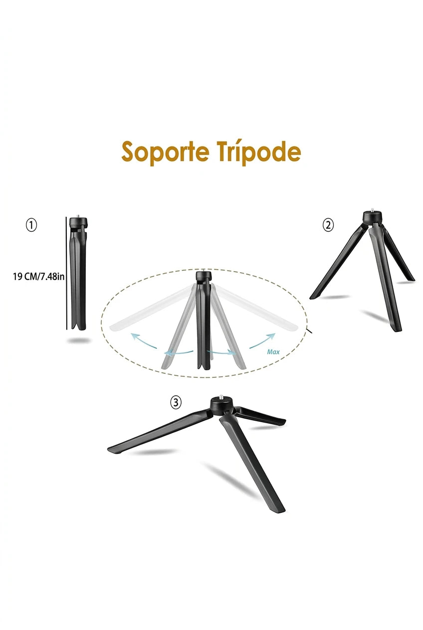 Aro de luz LED de 26 cm con trípode para selfies y fotografía