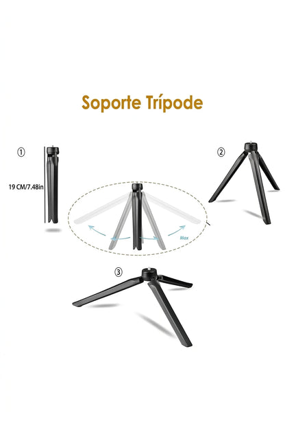 Aro de luz LED de 26 cm con trípode para selfies y fotografía