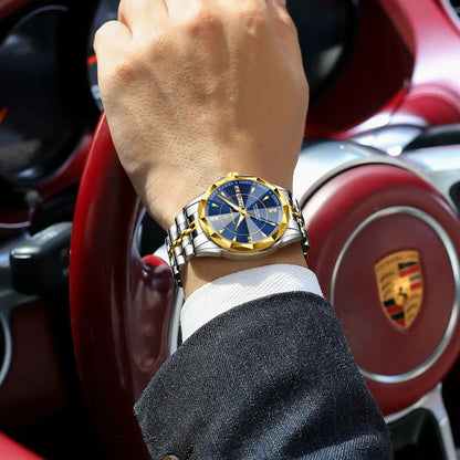 Reloj de hombre de acero inoxidable, sumergible, con fecha y día de la semana