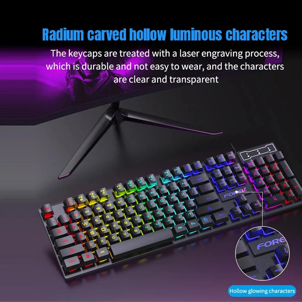 Teclado gamer de 104 teclas con luz RGB, tacto mecánico y resistente al agua