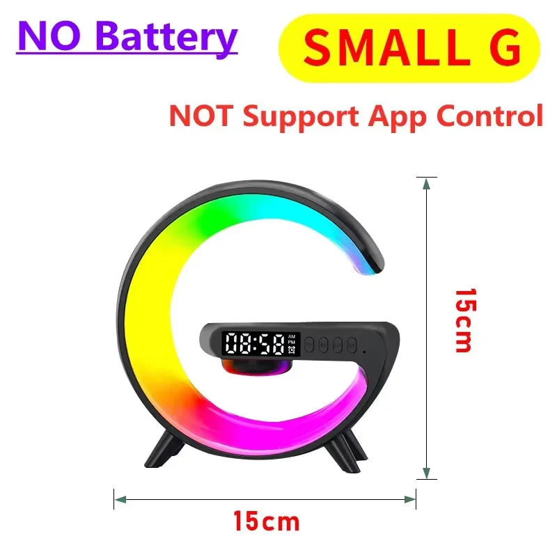 Soporte de cargador inalámbrico multifunción, altavoz despertador con luz RGB para iPhone, Samsung, Xiaomi, Mini estación de carga rápida