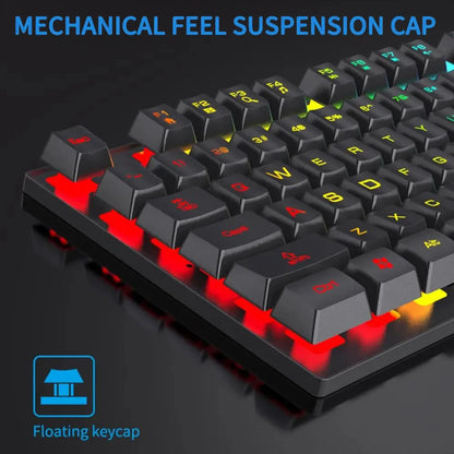 Teclado gamer de 104 teclas con luz RGB, tacto mecánico y resistente al agua
