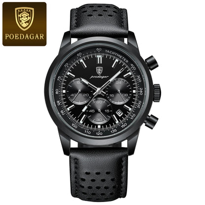 Reloj de hombre militar con cronógrafo, fecha y correa de piel