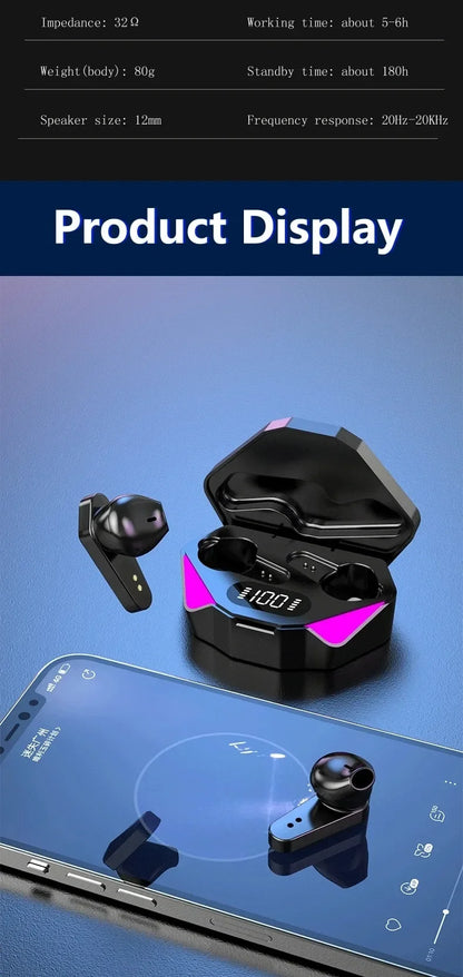 Auriculares inalámbricos X15 con pantalla LED y micrófono