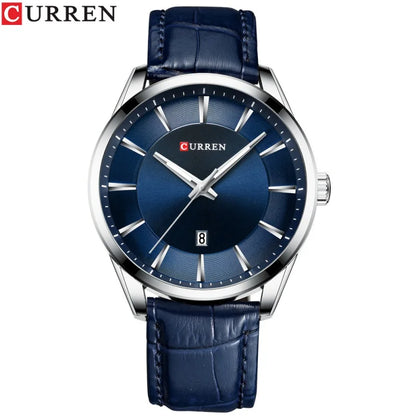 Reloj de hombre minimalista con calendario y correa de piel