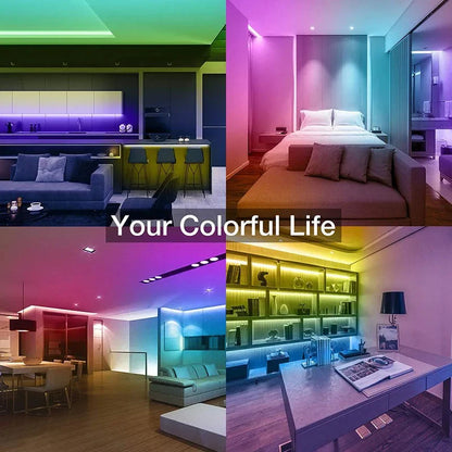 Tira de luces LED RGB con pilas y USB, con mando a distancia