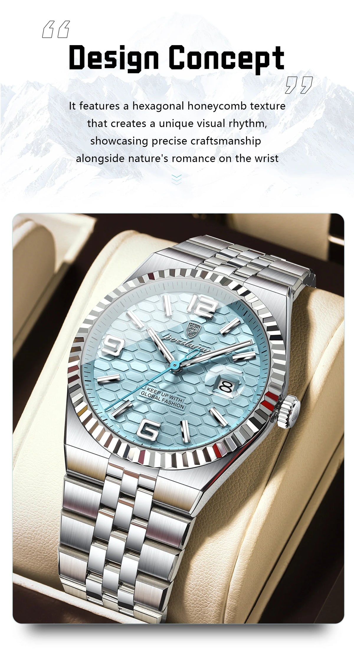 Reloj POEDAGAR de acero inoxidable para hombre, sumergible y con fecha