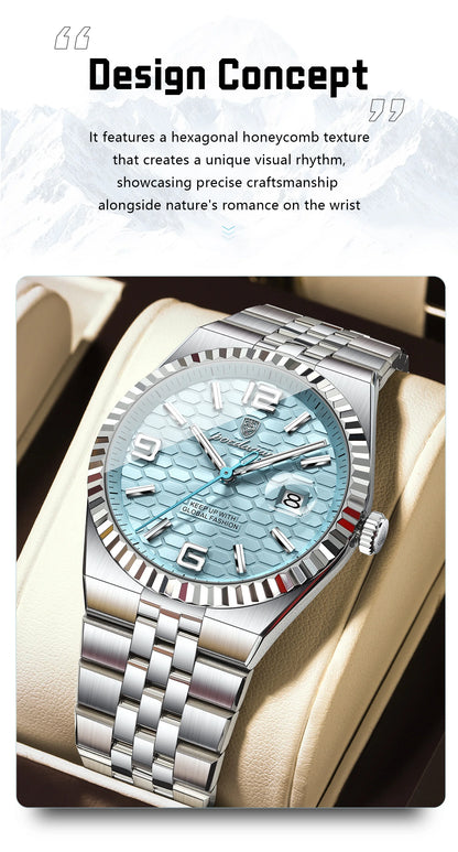 Reloj POEDAGAR de acero inoxidable para hombre, sumergible y con fecha