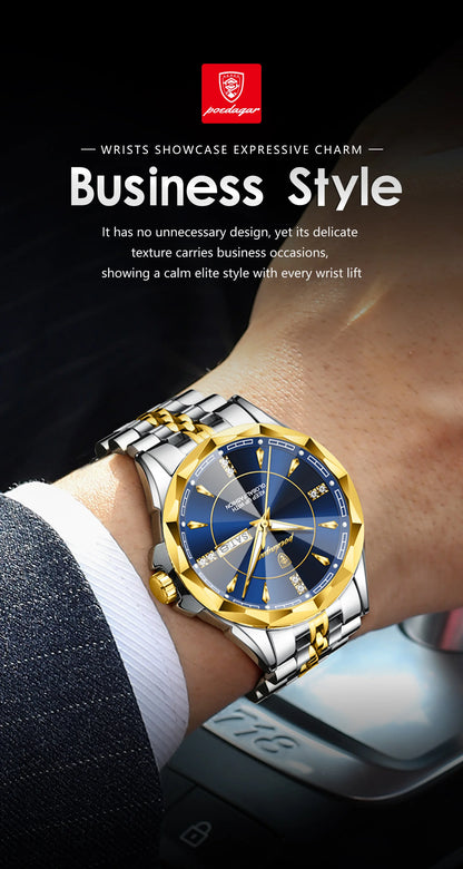 Reloj de hombre de acero inoxidable, sumergible, con fecha y día de la semana