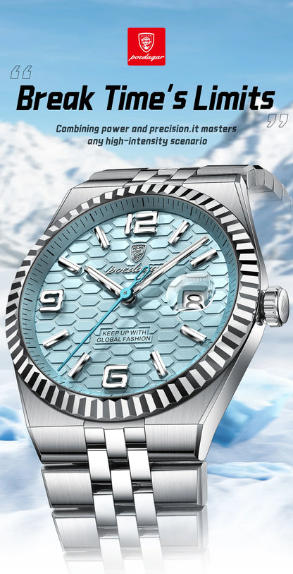 Reloj POEDAGAR de acero inoxidable para hombre, sumergible y con fecha