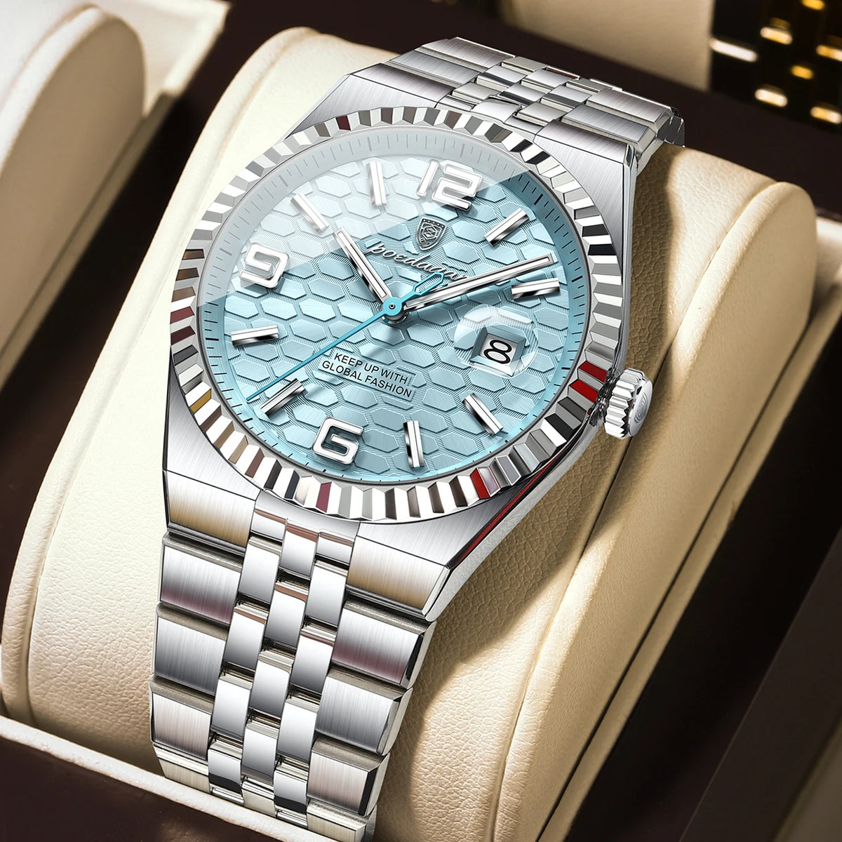 Reloj POEDAGAR de acero inoxidable para hombre, sumergible y con fecha