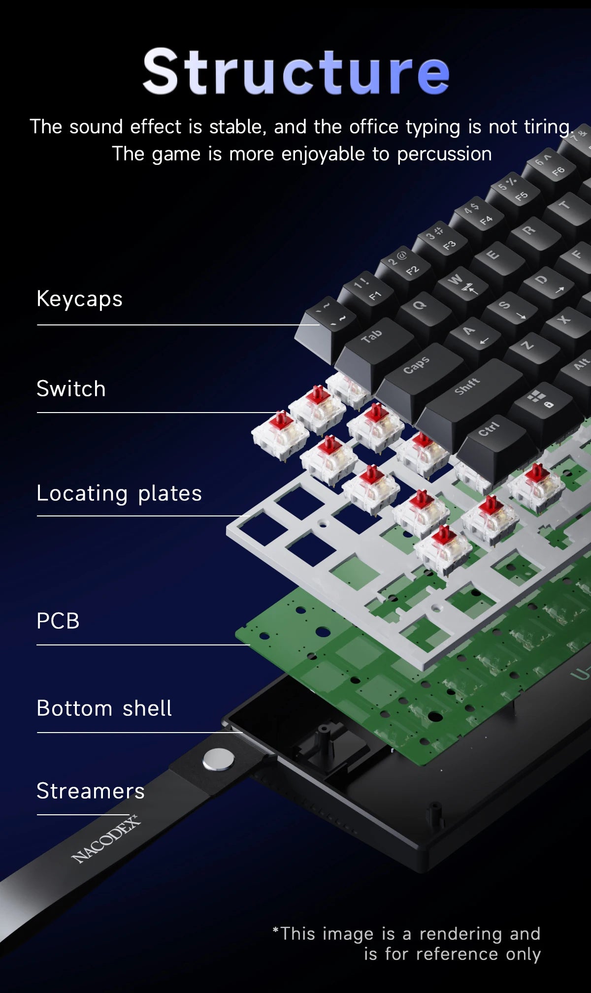 Teclado mecánico gamer compacto de 61 teclas con RGB, switches intercambiables