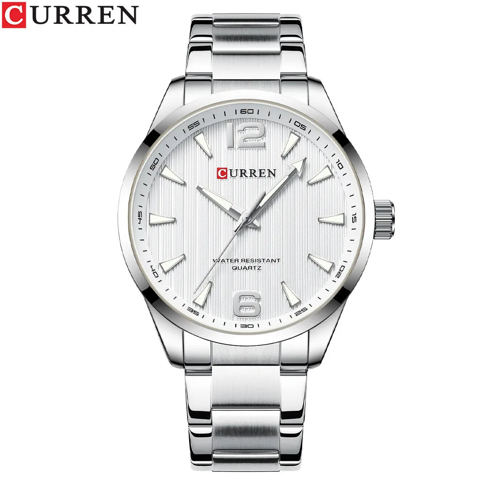 Reloj de hombre en acero con luz nocturna, estilo elegante