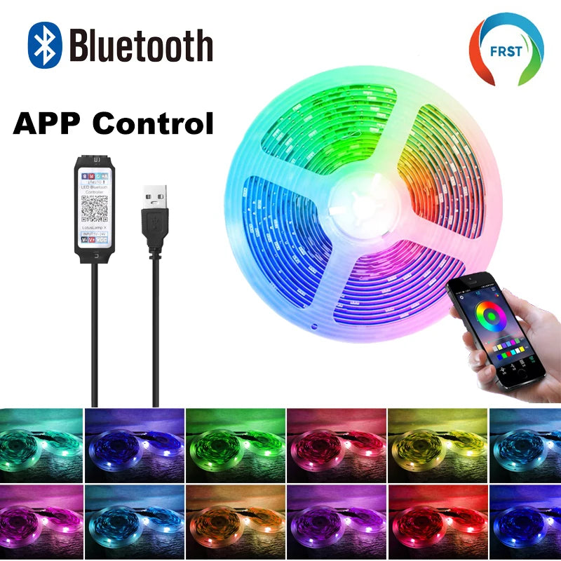 Tira de LED RGB con Bluetooth para habitación, televisión y ordenador
