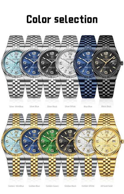 Reloj POEDAGAR de acero inoxidable para hombre, sumergible y con fecha