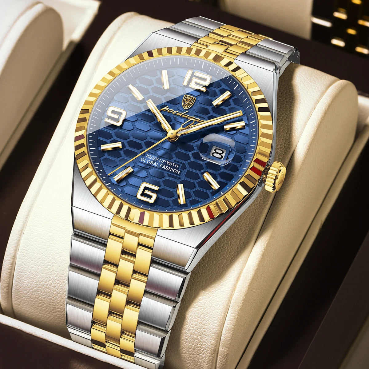 Reloj POEDAGAR de acero inoxidable para hombre, sumergible y con fecha
