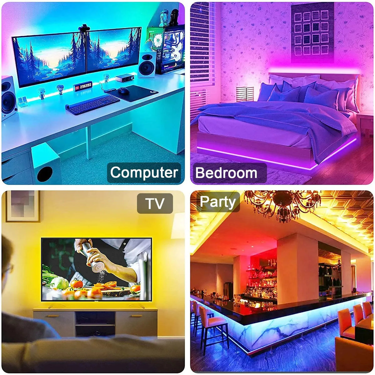 Tira de luces LED RGB para televisión con Bluetooth, luz de fondo por USB