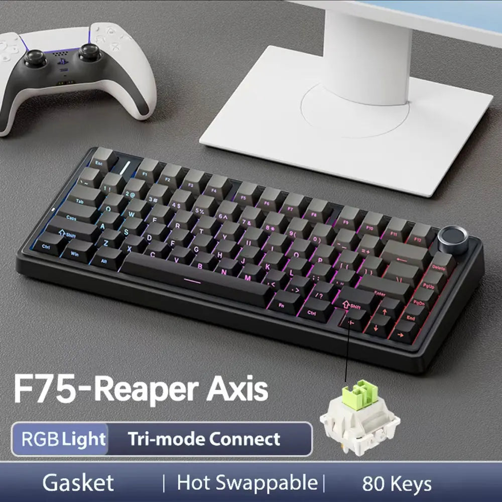 Teclado mecánico gamer inalámbrico RGB, formato compacto y tres modos de conexión